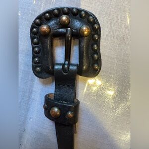 ❤️ DIESEL Black Leather studded Belt with Bronze Accents